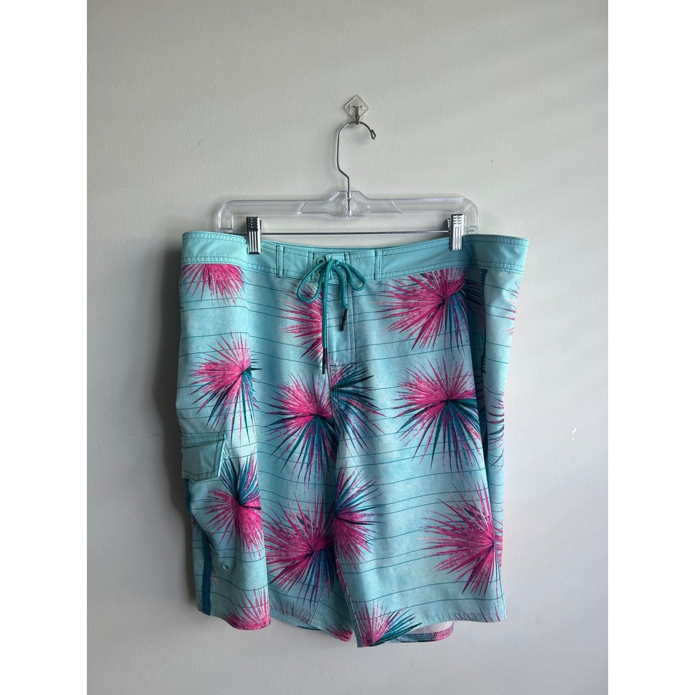 George Mens Size 38 Palm Leaf Print Multicolor Board Shorts Swim Suit Trunks
